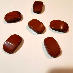 Red turquoise flat oval beads